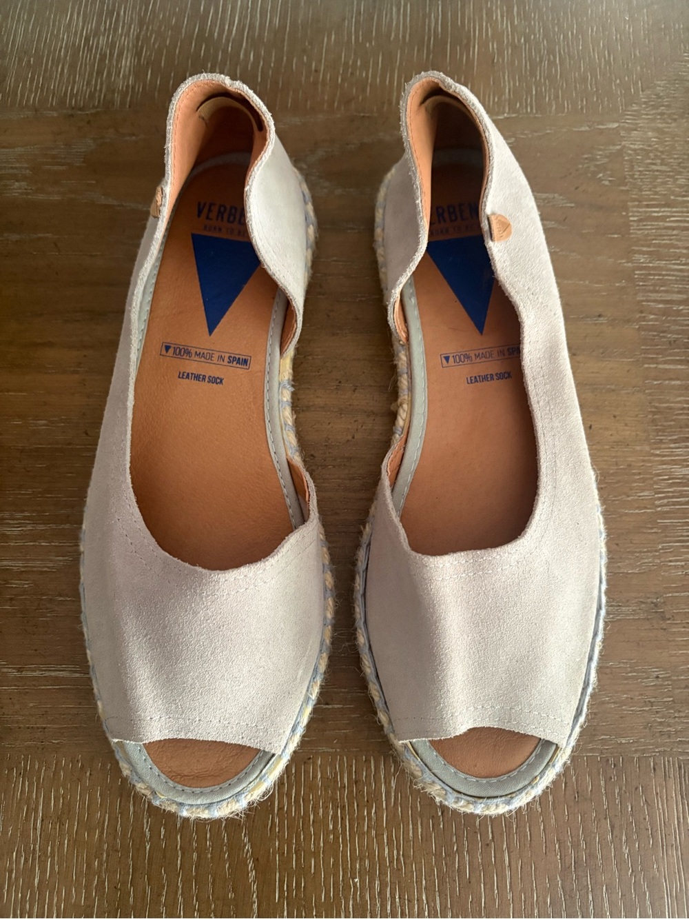 Verbenas Cruz Gray Suede Leather Espadrille Peep-toe Flats - Picture 2 of 7
